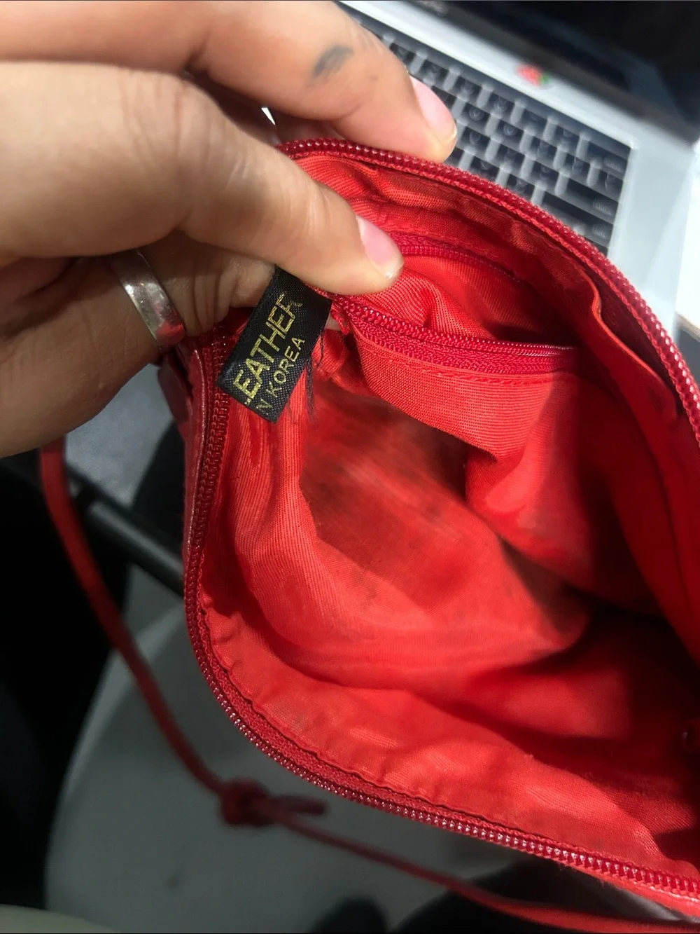 VTG Red Leather Woven Crossbody Shoulder Bag  bottega inspired